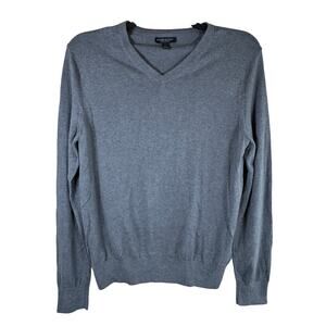 Banana Republic Silk Cashmere V Neck‎ Sweater Men's Large Gray Classic Luxury